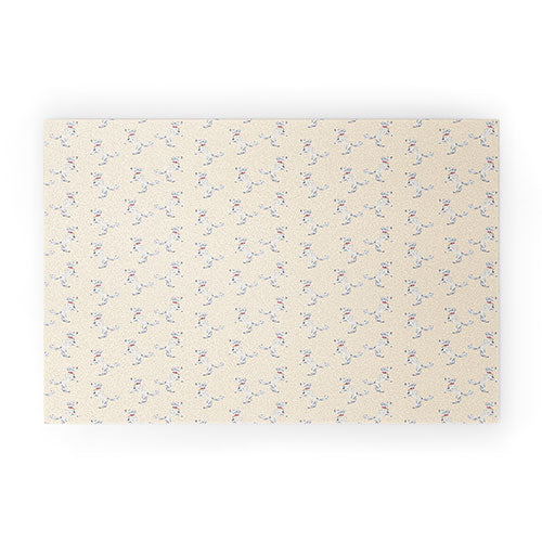 Esca Watercolors White Poodle Welcome Mat