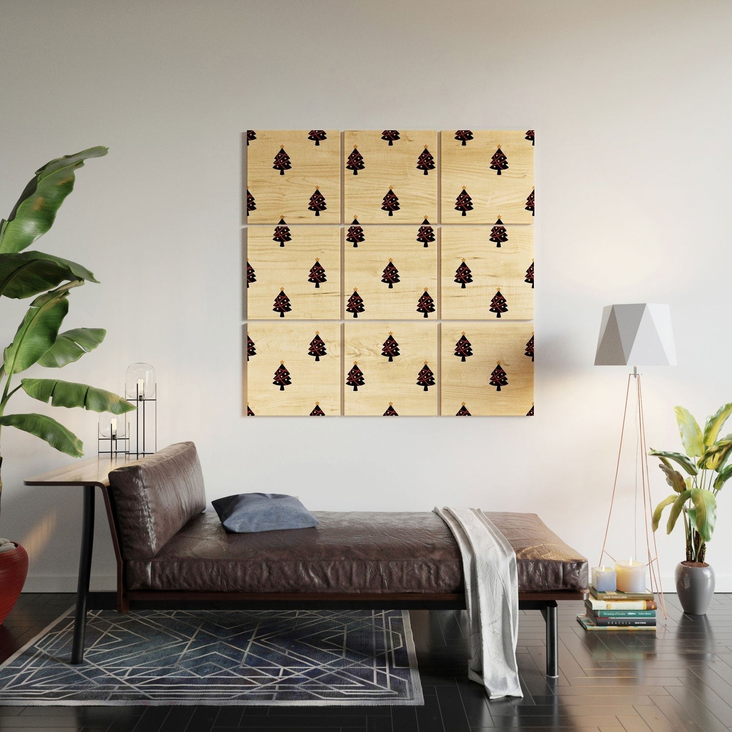 Design by Spark Black And Gold Christmas Tree Wood Wall Mural