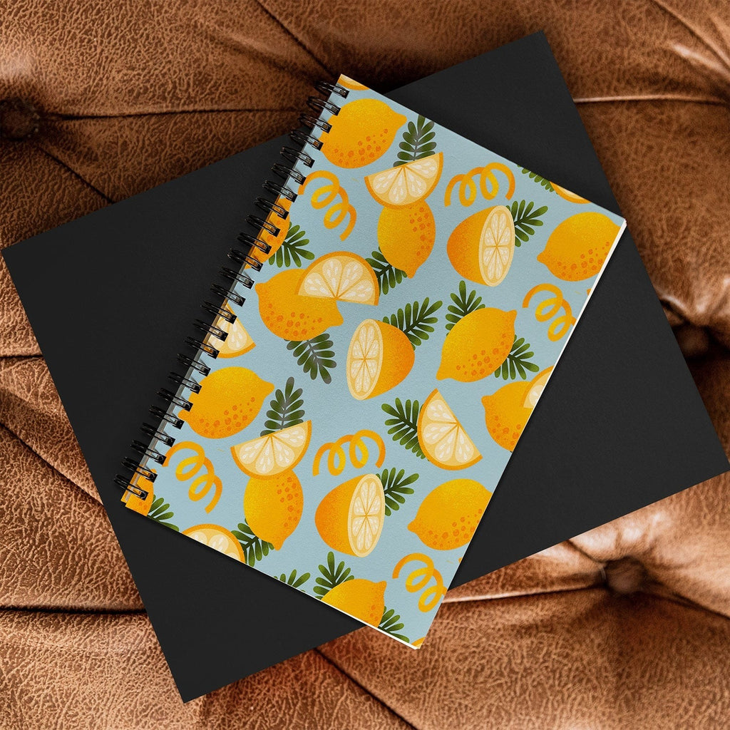 Jessica Molina Lemon Pattern on Sky Blue Spiral Notebook