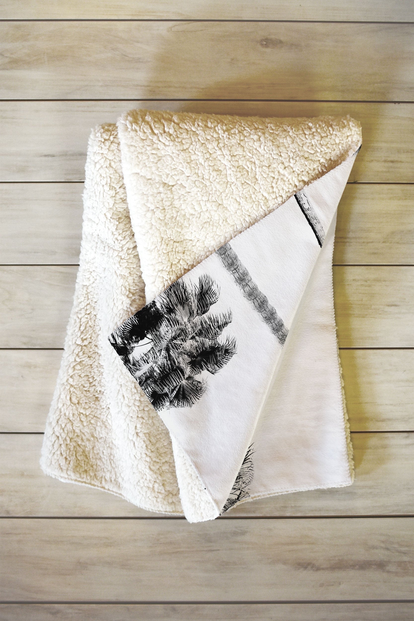 Gal Design Black And White Palms Fleece Throw Blanket