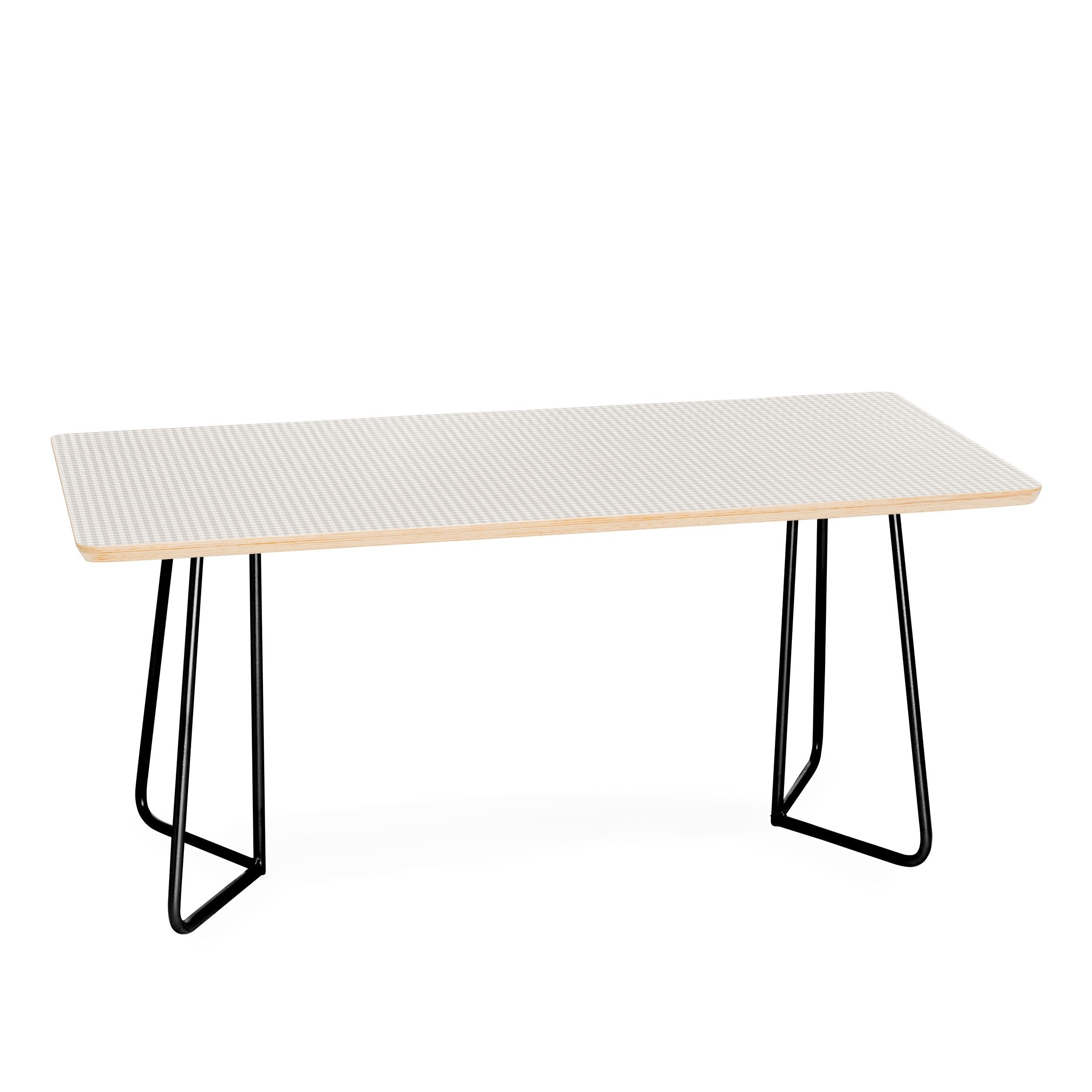 Colour Poems Gingham Plaid Pattern Cloud White Coffee Table
