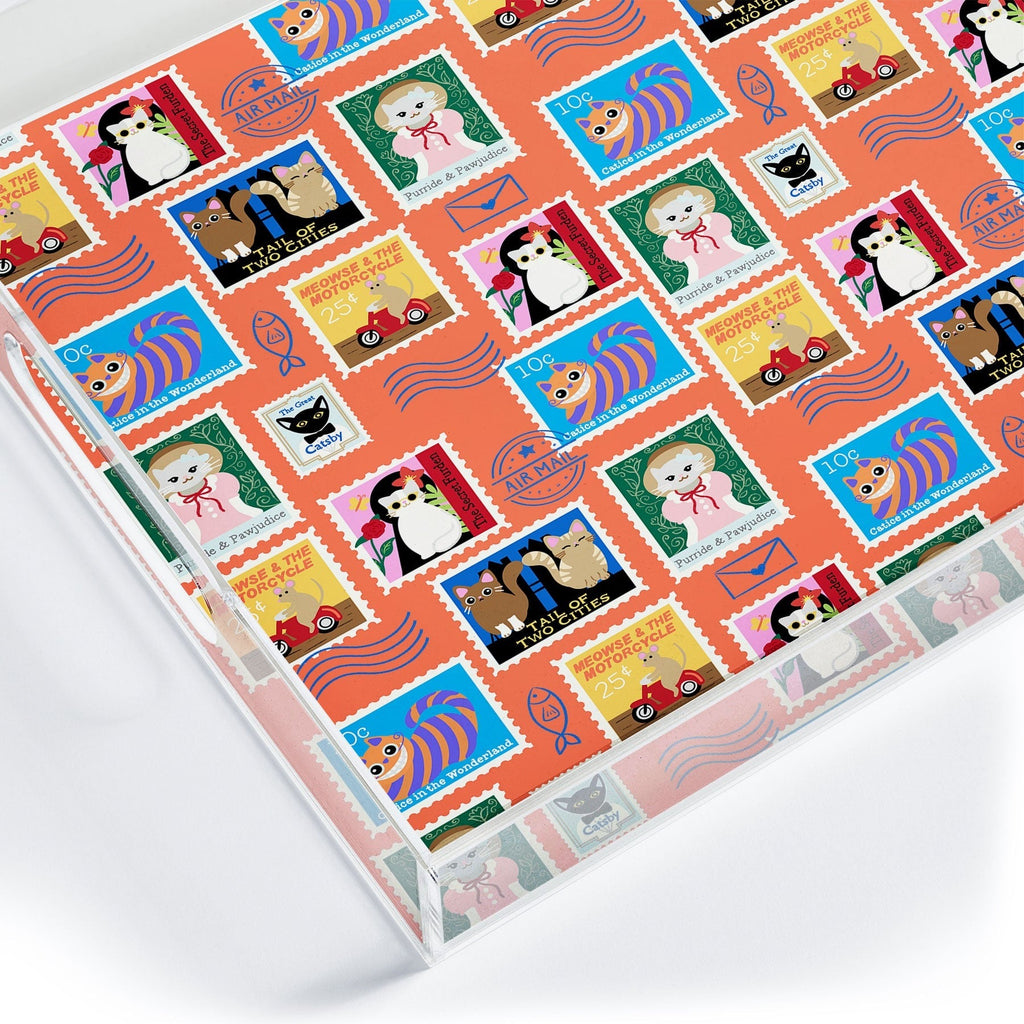 Design by Spark Classic Book Cat Stamps Acrylic Tray