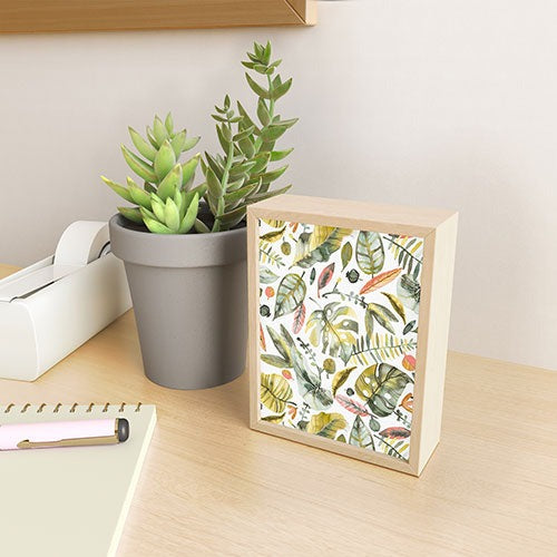 Ninola Design Botanic Retreat Tropical Jungle Leaves Botanical Green Orange Framed Mini Art Print