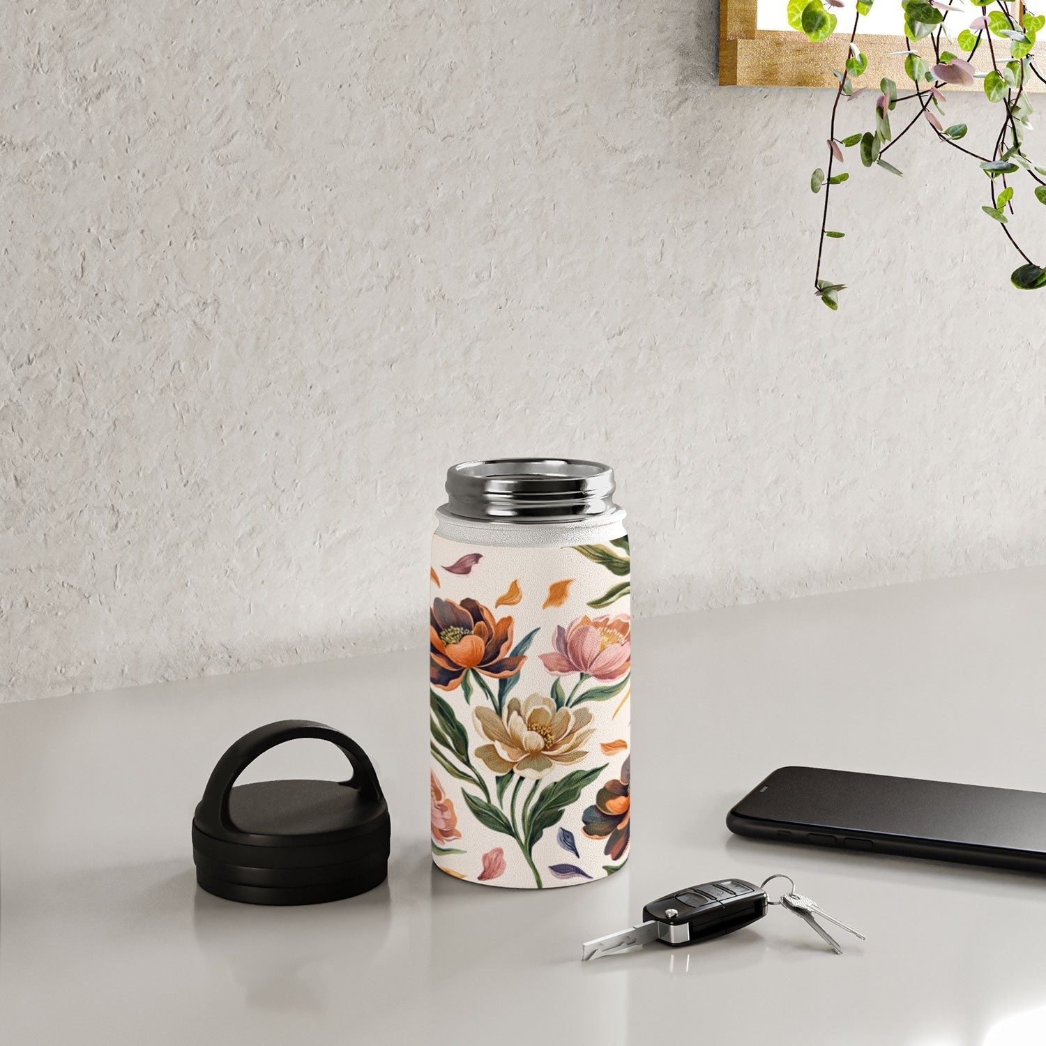 Marta Barragan Camarasa Hand Painted Peony Florals Water Bottle