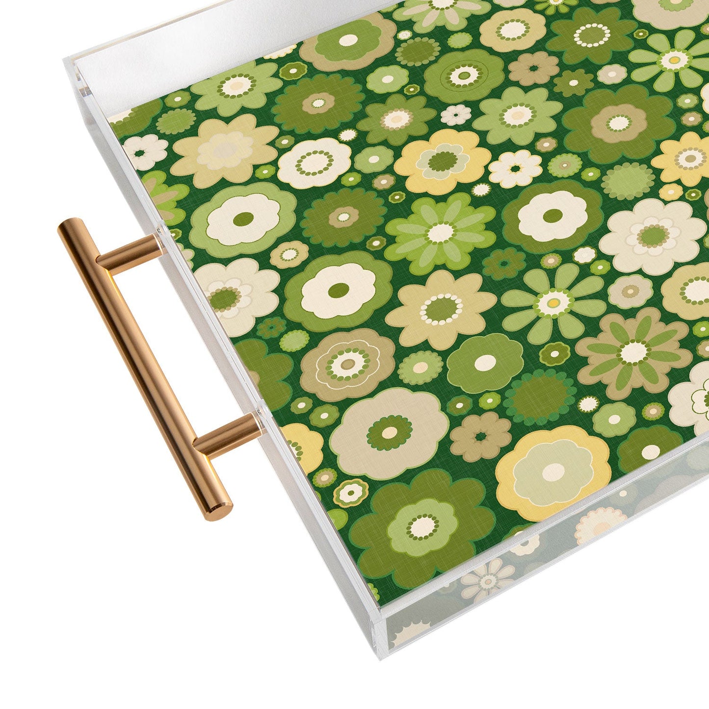 evamatise Flowers in the 60s Vintage Green Acrylic Tray