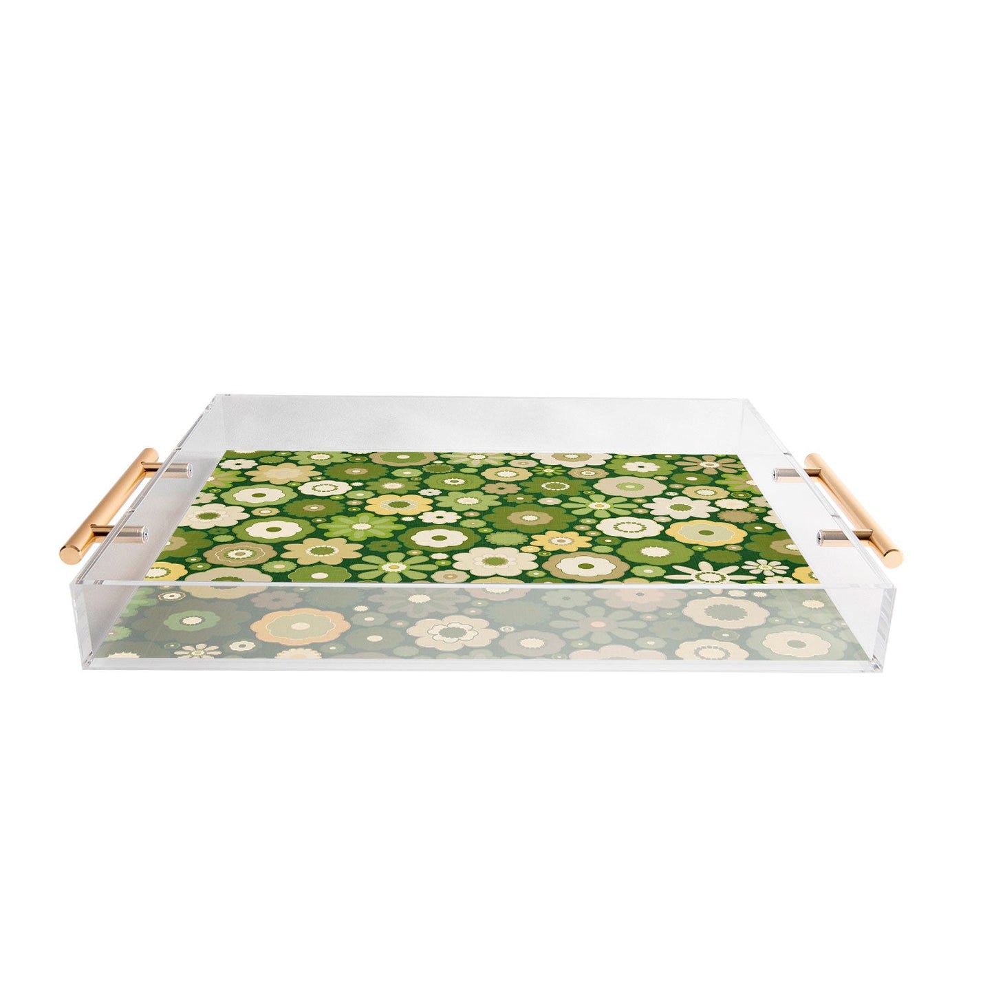 evamatise Flowers in the 60s Vintage Green Acrylic Tray