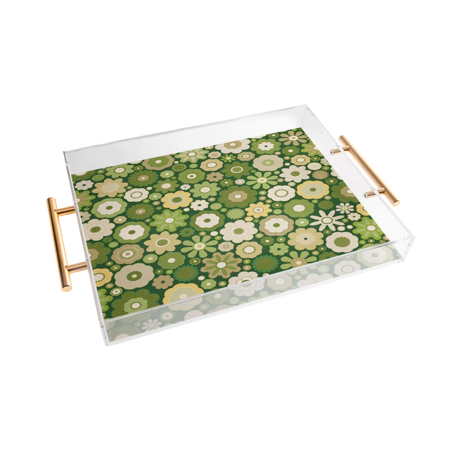 evamatise Flowers in the 60s Vintage Green Acrylic Tray