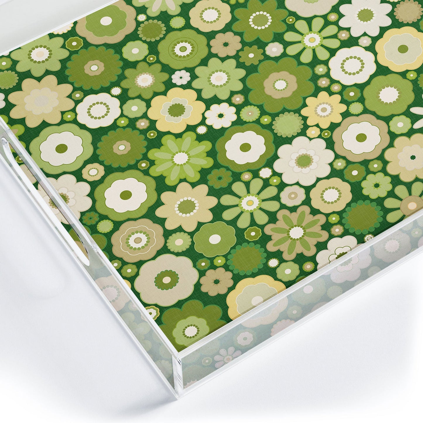 evamatise Flowers in the 60s Vintage Green Acrylic Tray