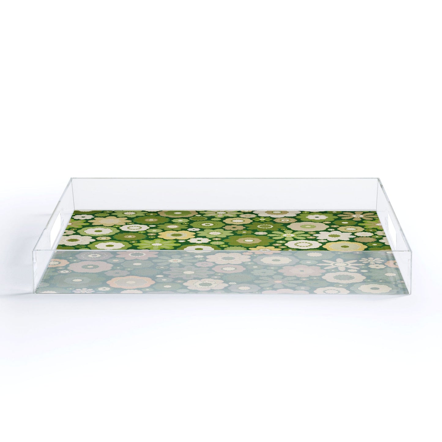 evamatise Flowers in the 60s Vintage Green Acrylic Tray