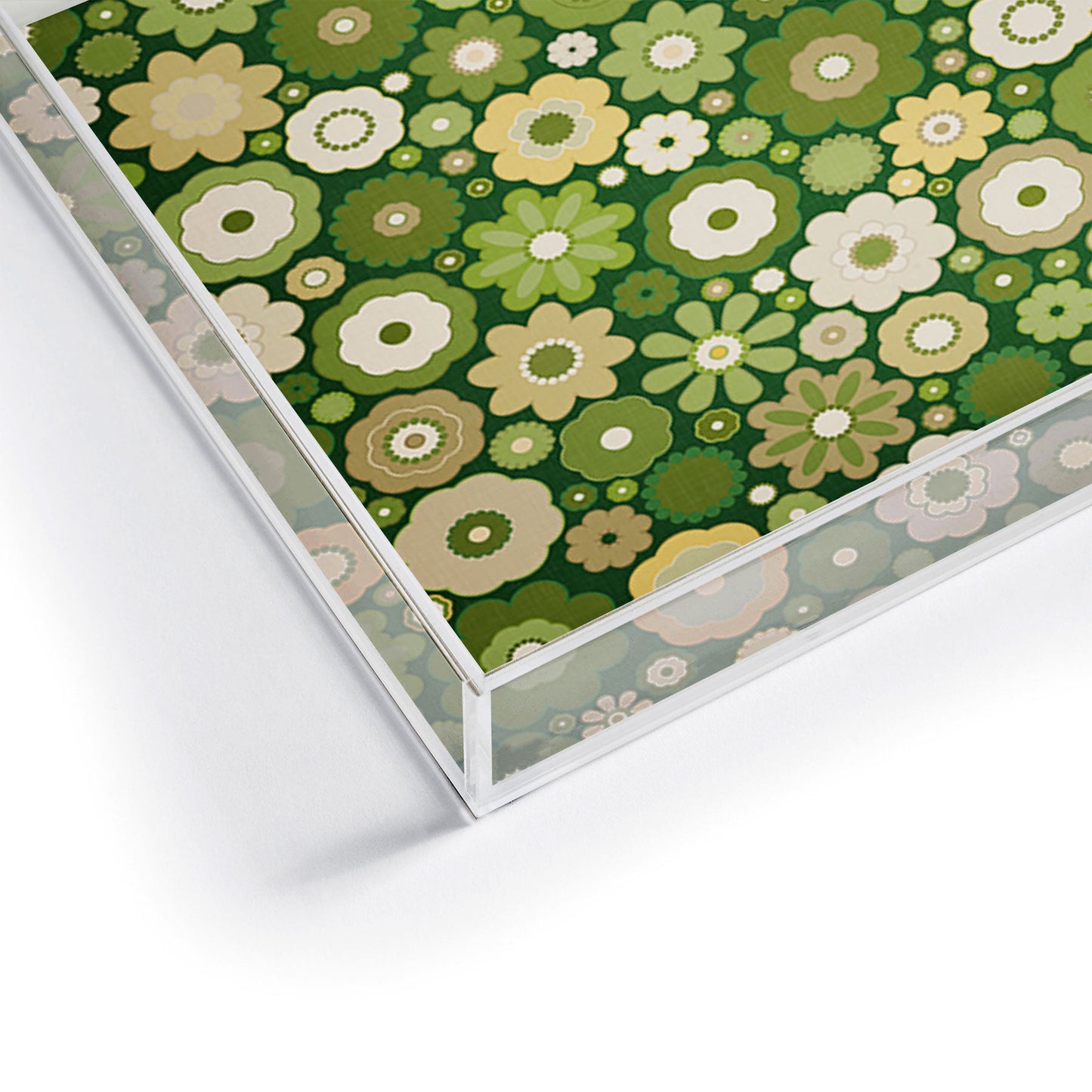 evamatise Flowers in the 60s Vintage Green Acrylic Tray