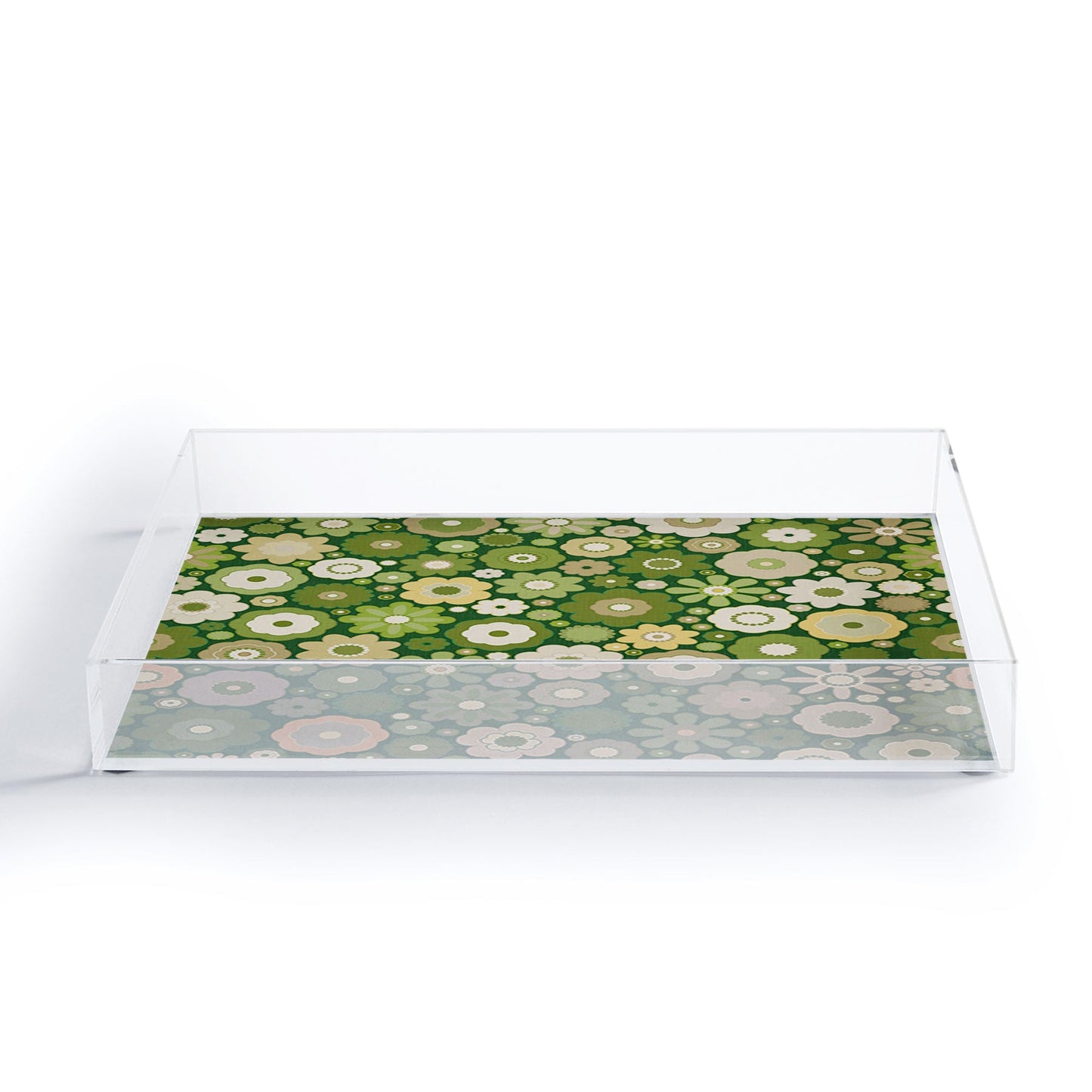 evamatise Flowers in the 60s Vintage Green Acrylic Tray