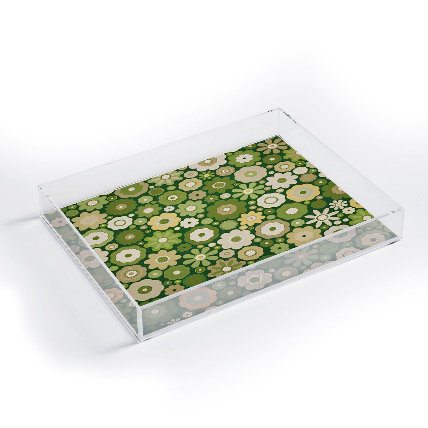 evamatise Flowers in the 60s Vintage Green Acrylic Tray