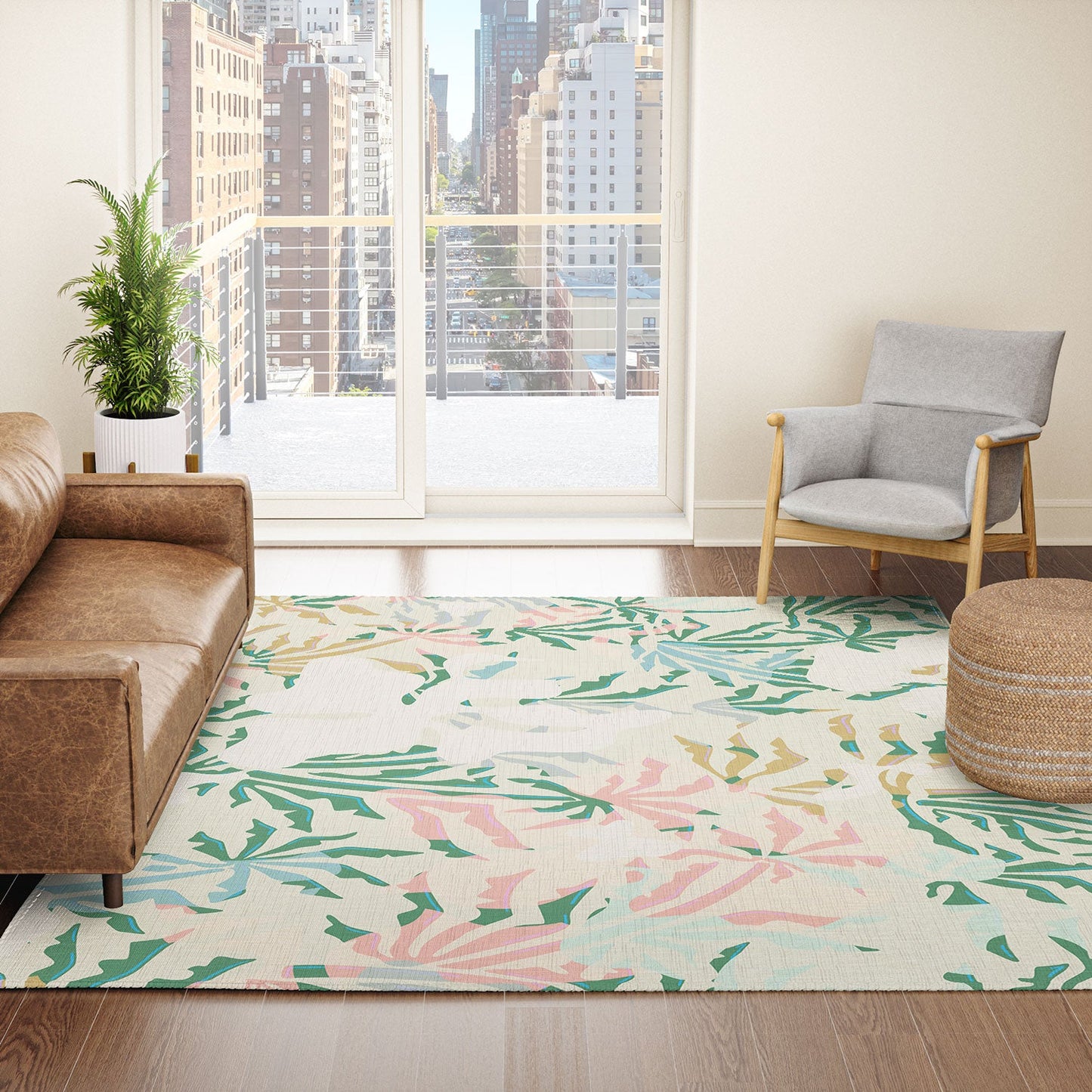 evamatise Tropical Jungle Landscape Abstraction Area Rug