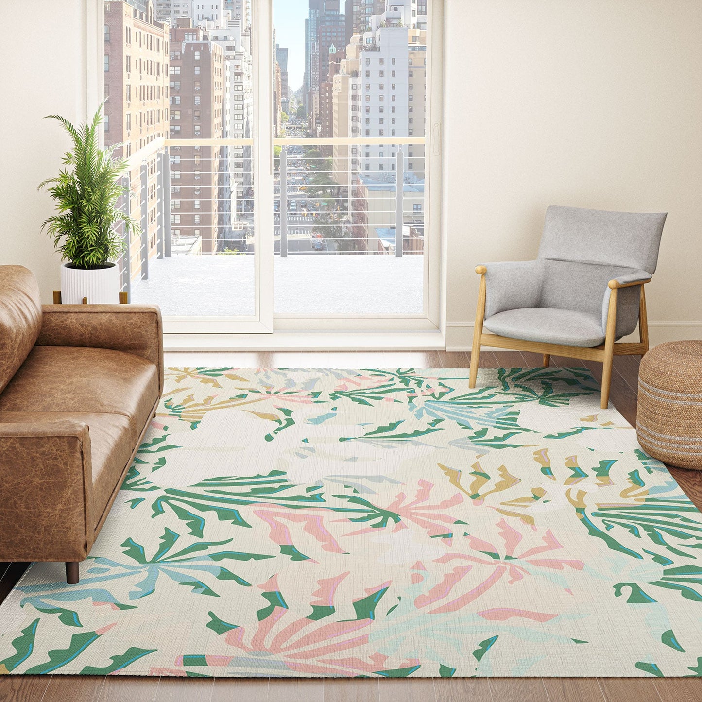 evamatise Tropical Jungle Landscape Abstraction Area Rug