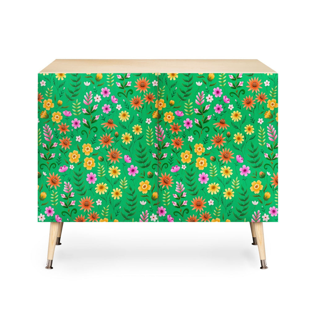 Pimlada Phuapradit Ditsy Spring Floral Green Credenza