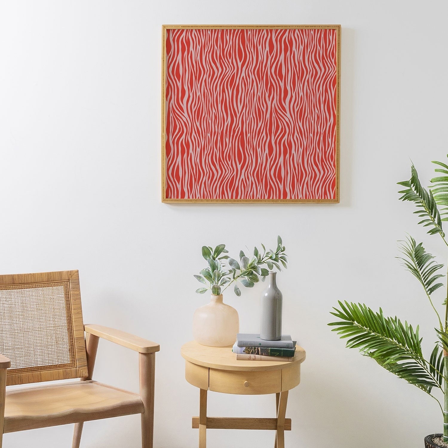 Avenie BR Red Zebra Stripe Framed Wall Art