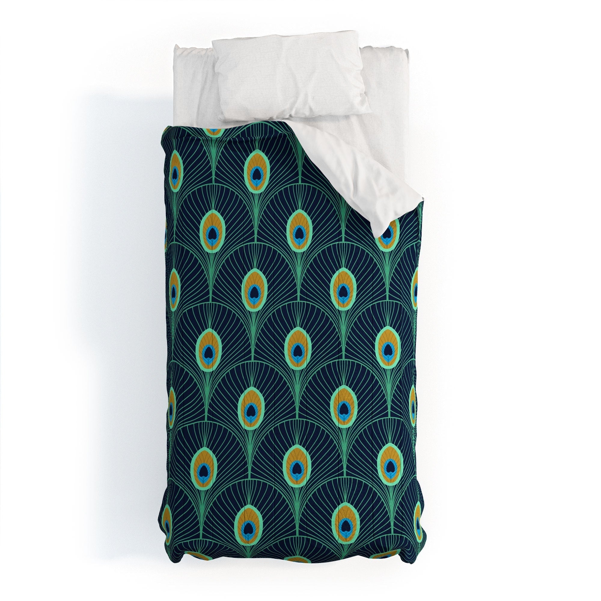 Design by Spark Peacock Deco Feathers Comforter