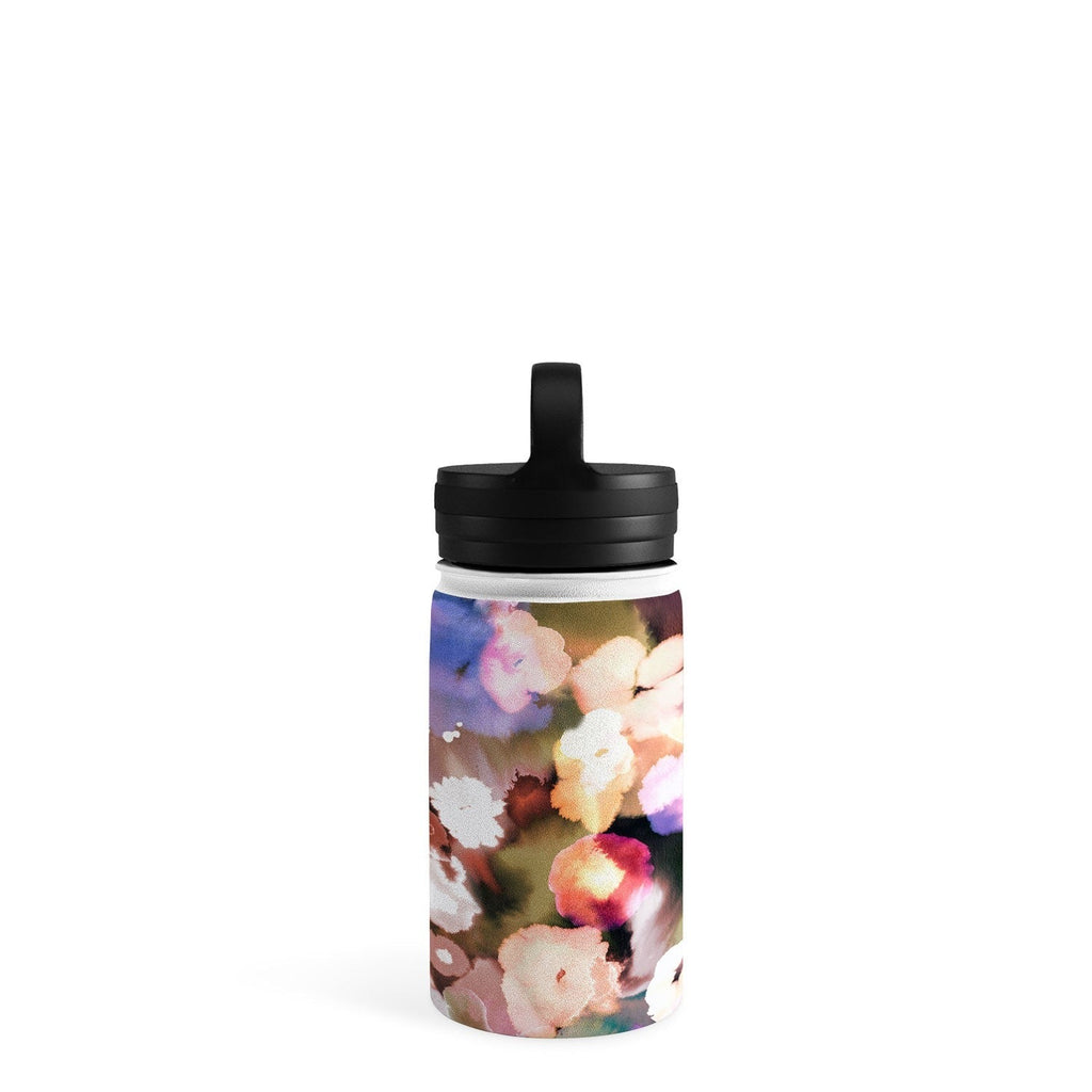 Ninola Design Botanic Retreat Ombre Abstract Watercolor Flowers Pink gold Water Bottle
