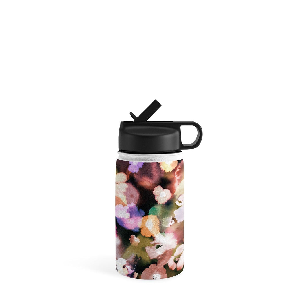 Ninola Design Botanic Retreat Ombre Abstract Watercolor Flowers Pink gold Water Bottle