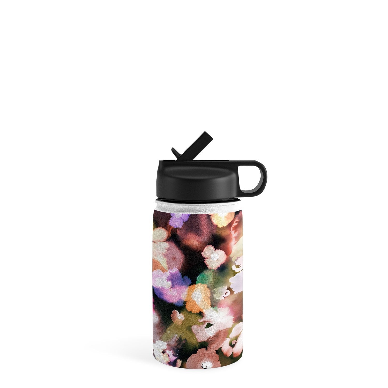 Ninola Design Botanic Retreat Ombre Abstract Watercolor Flowers Pink gold Water Bottle