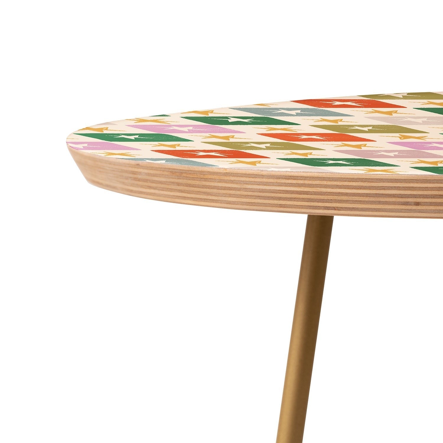 LouBruzzoni Retro Star Block Pattern Round Side Table