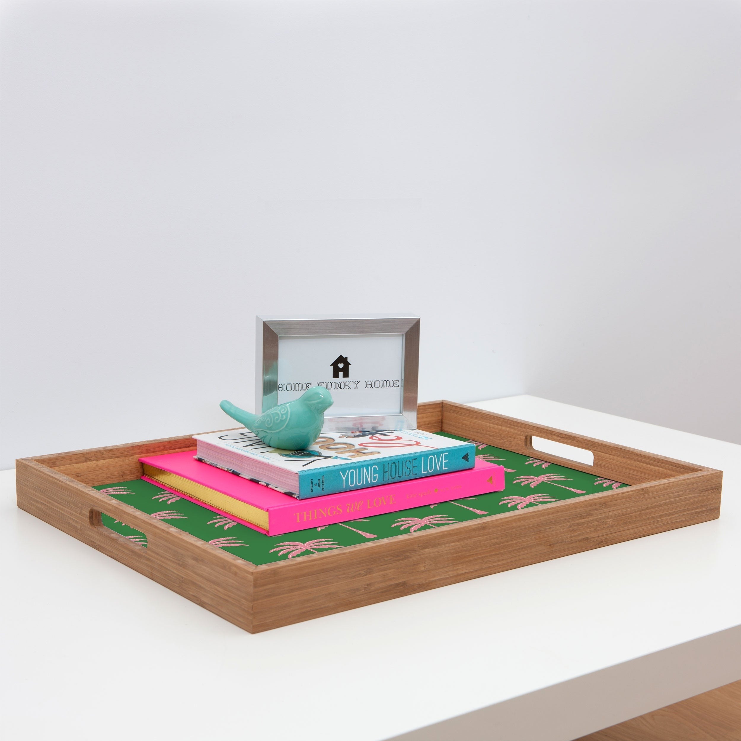Design by Spark Pink Palm Tree Oasis Rectangular Tray