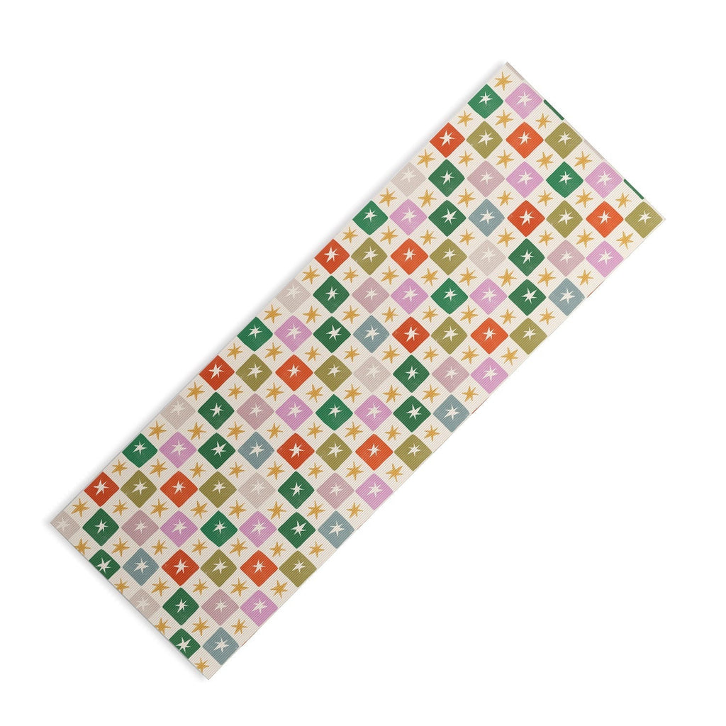 LouBruzzoni Retro Star Block Pattern Yoga Mat