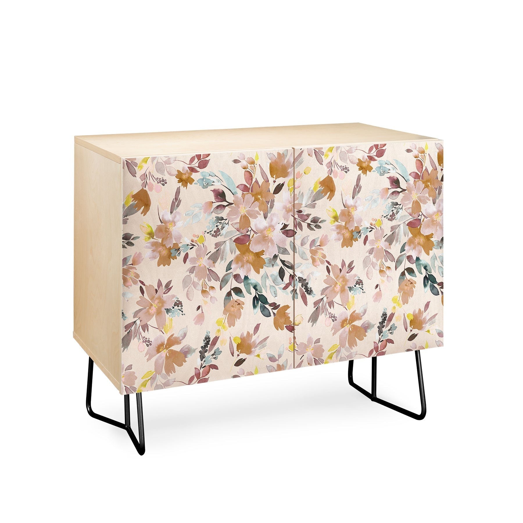 Ninola Design Botanic Retreat Floral Oleander Whimsical Soft Pink Credenza