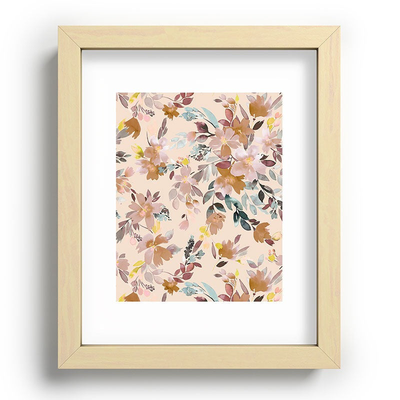 Ninola Design Botanic Retreat Floral Oleander Whimsical Soft Pink Recessed Framing Rectangle