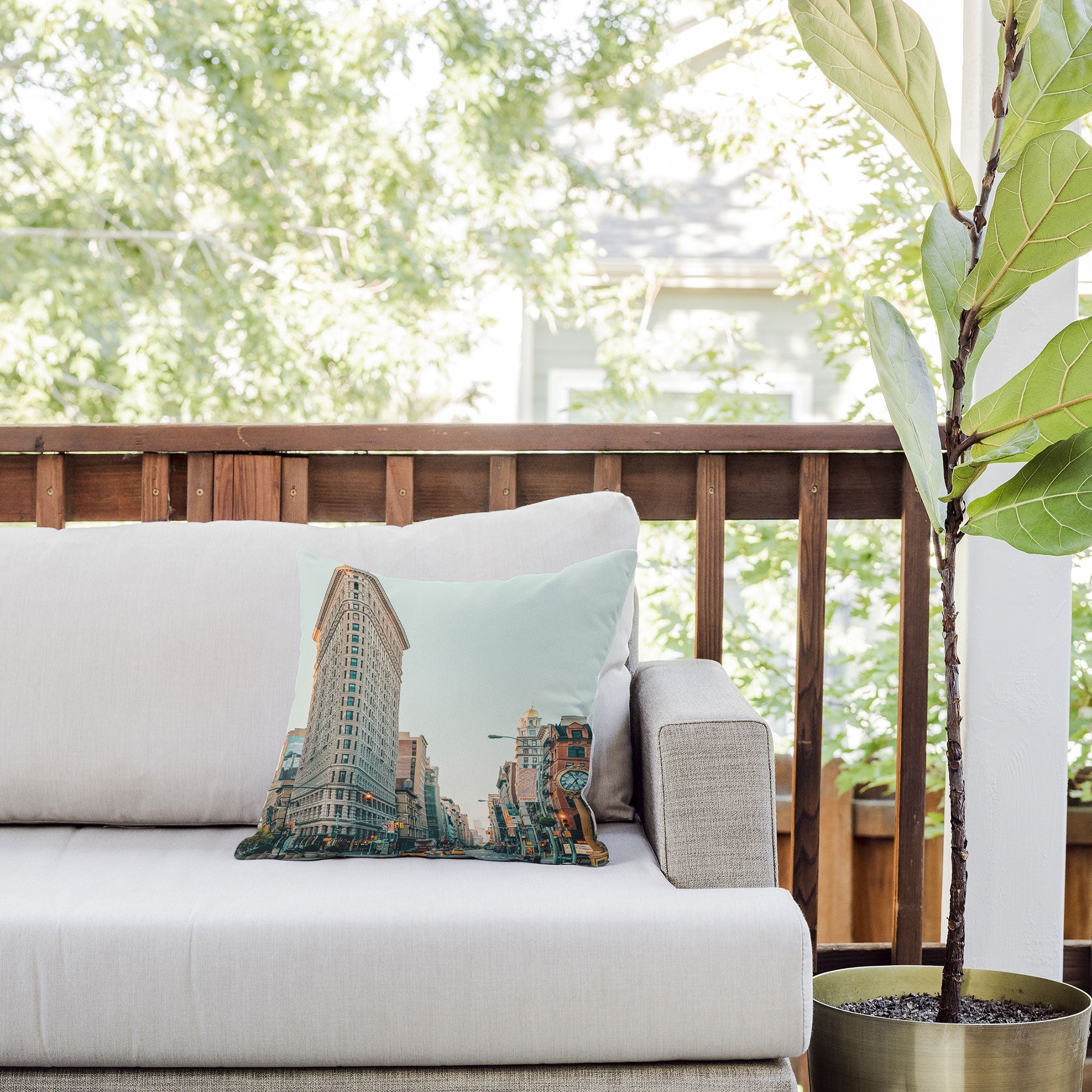 Eye Poetry Photography Flatiron at Sunrise NYC Outdoor Throw Pillow