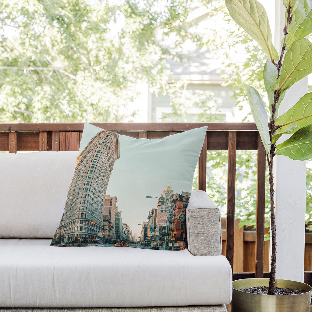 Eye Poetry Photography Flatiron at Sunrise NYC Outdoor Throw Pillow