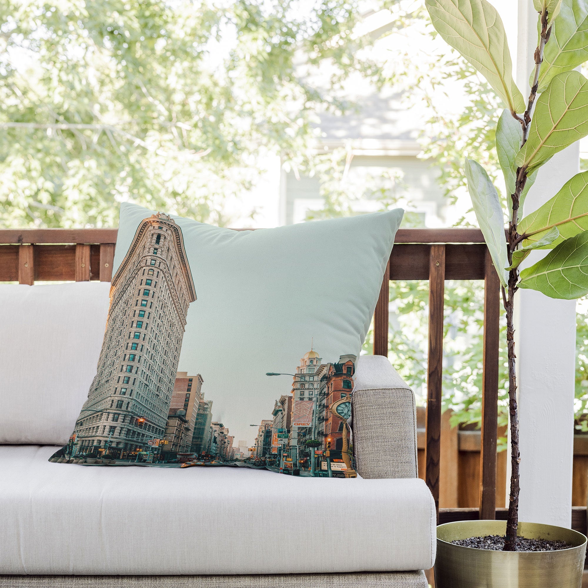 Eye Poetry Photography Flatiron at Sunrise NYC Outdoor Throw Pillow