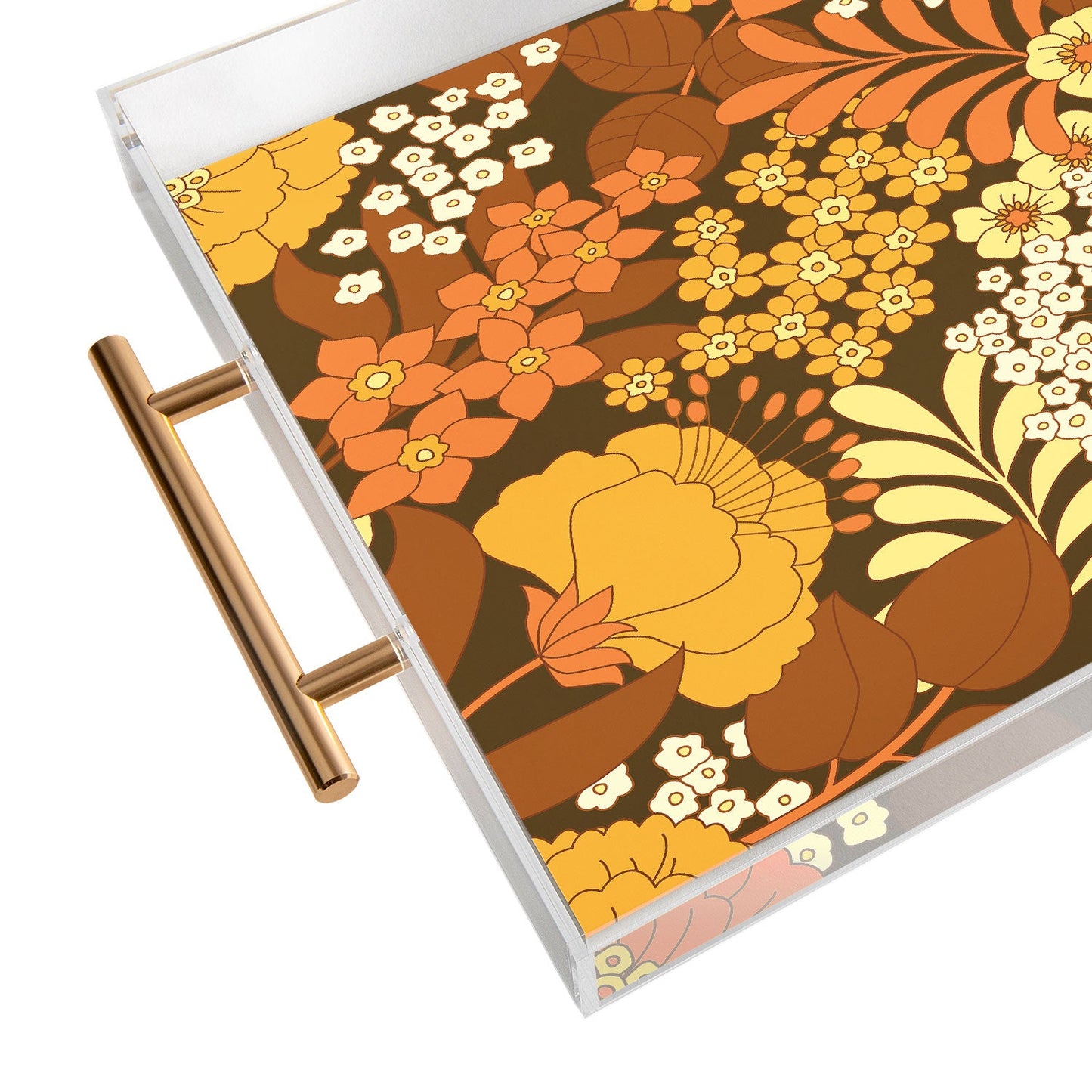 Eyestigmatic Design Brown Yellow Orange Ivory Retro Acrylic Tray