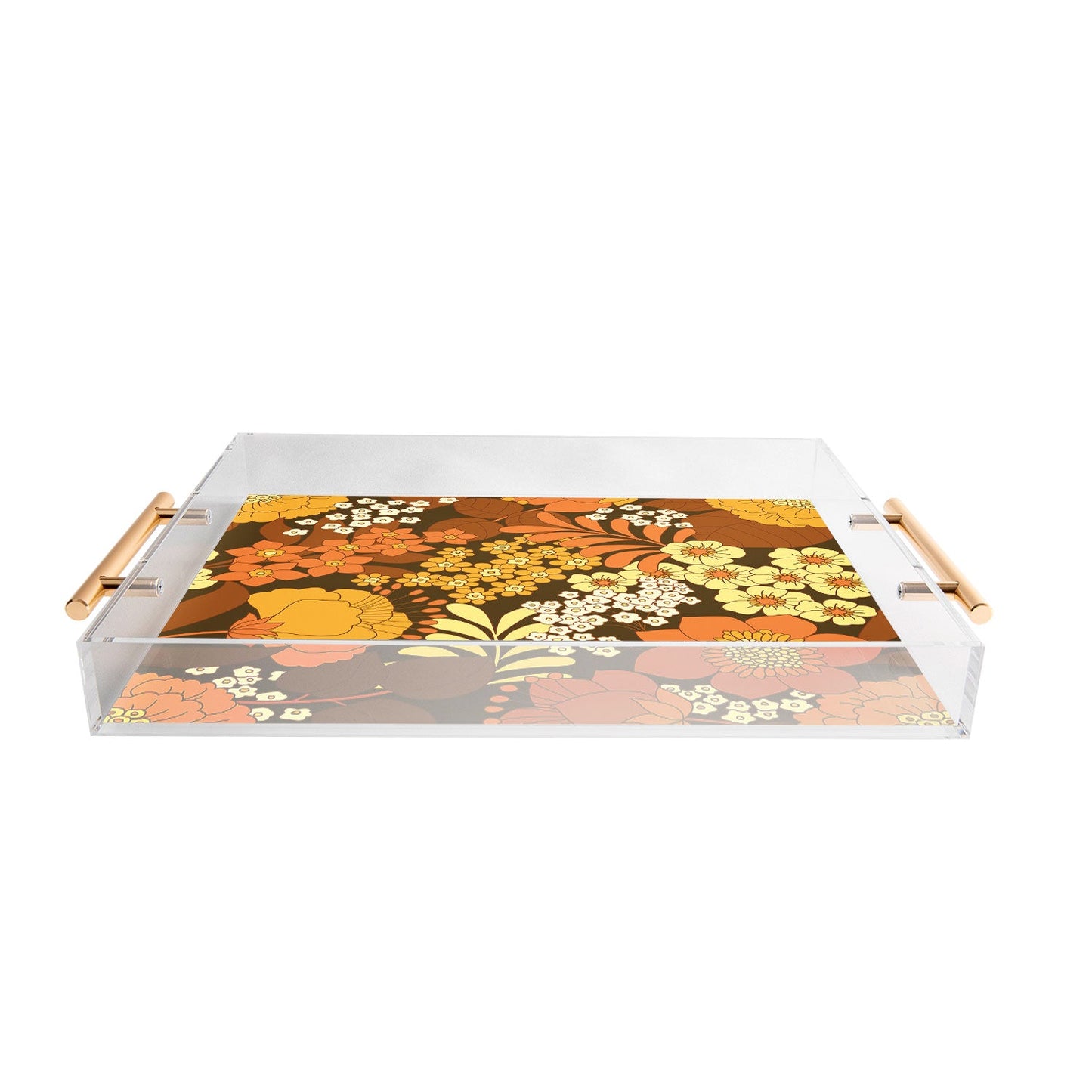 Eyestigmatic Design Brown Yellow Orange Ivory Retro Acrylic Tray