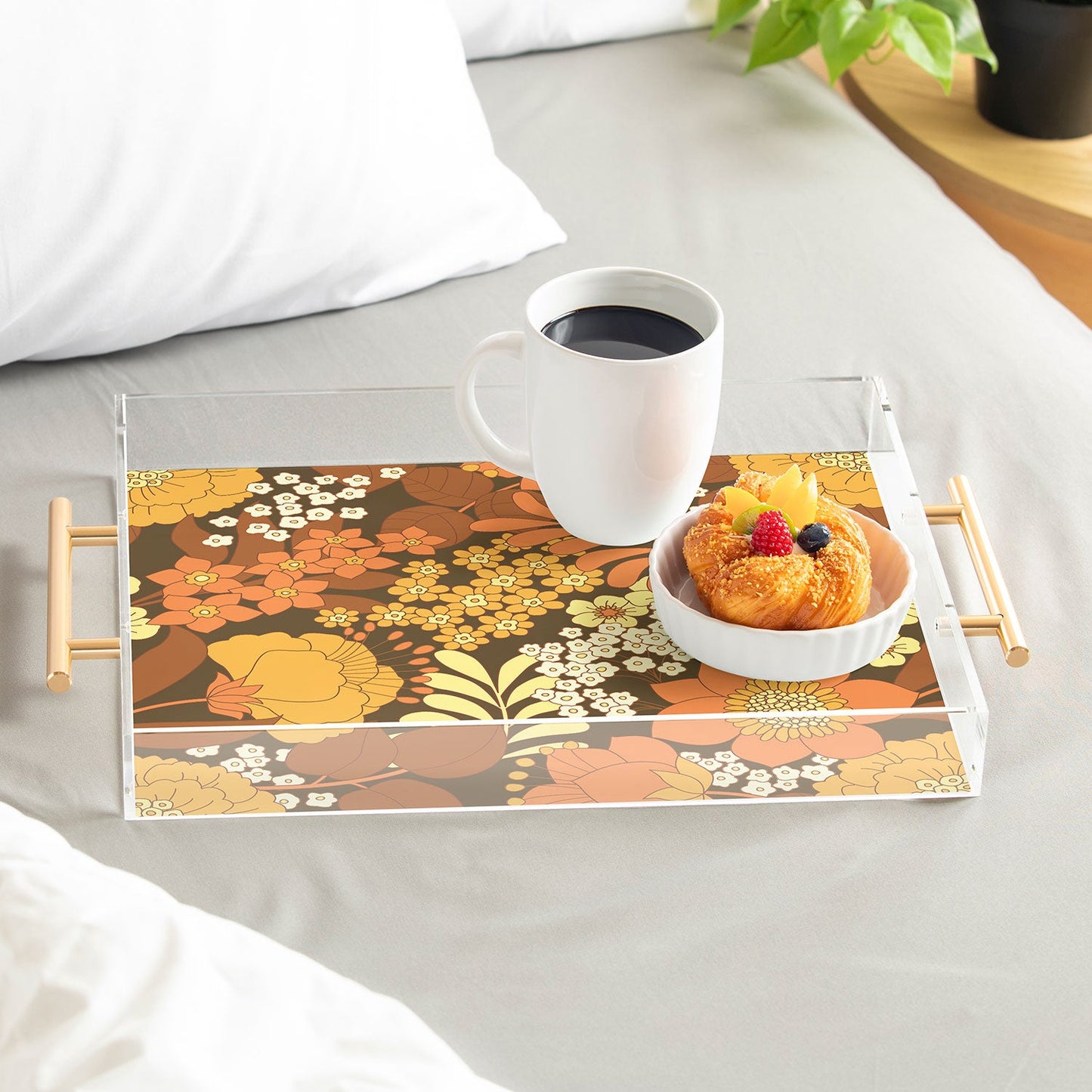 Eyestigmatic Design Brown Yellow Orange Ivory Retro Acrylic Tray