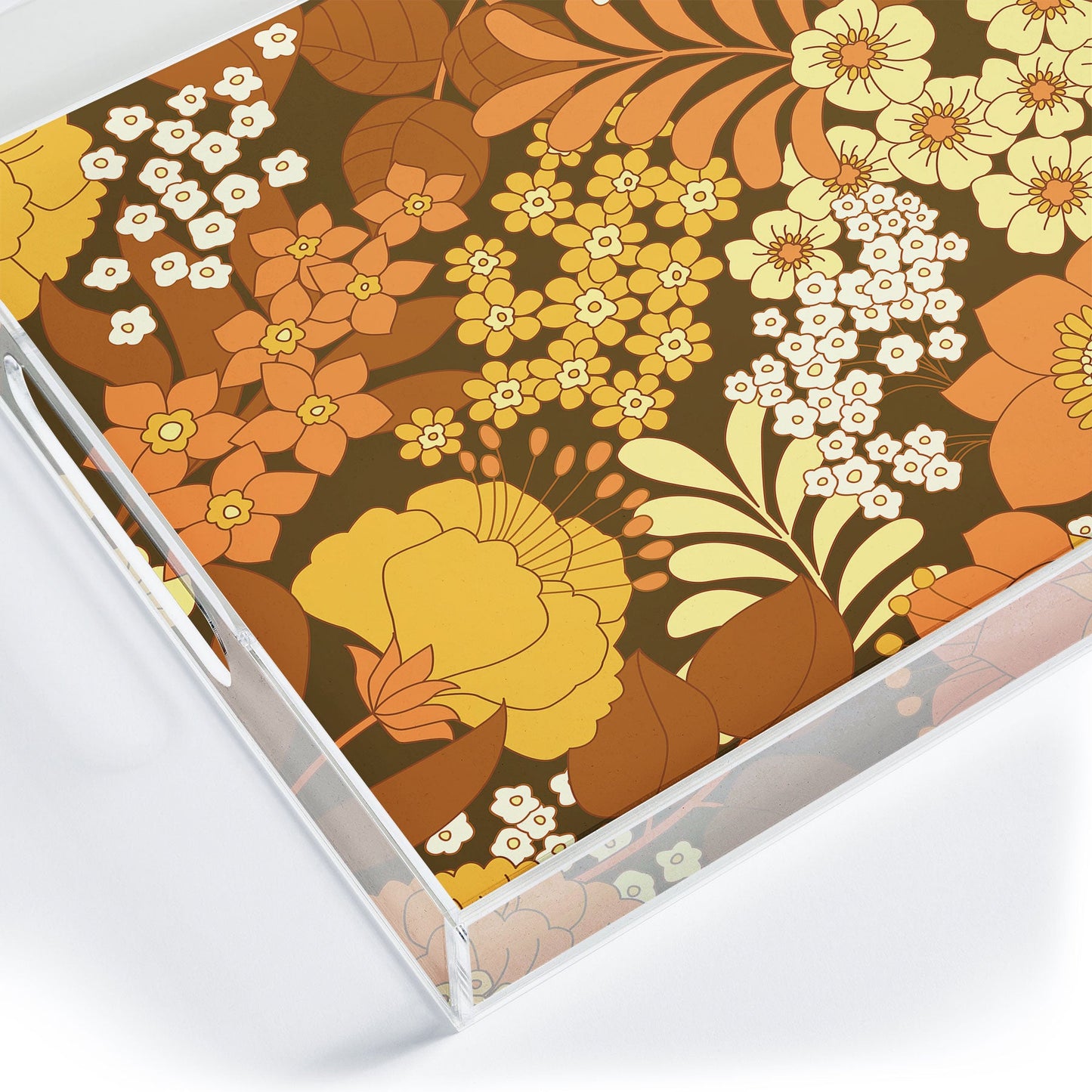 Eyestigmatic Design Brown Yellow Orange Ivory Retro Acrylic Tray