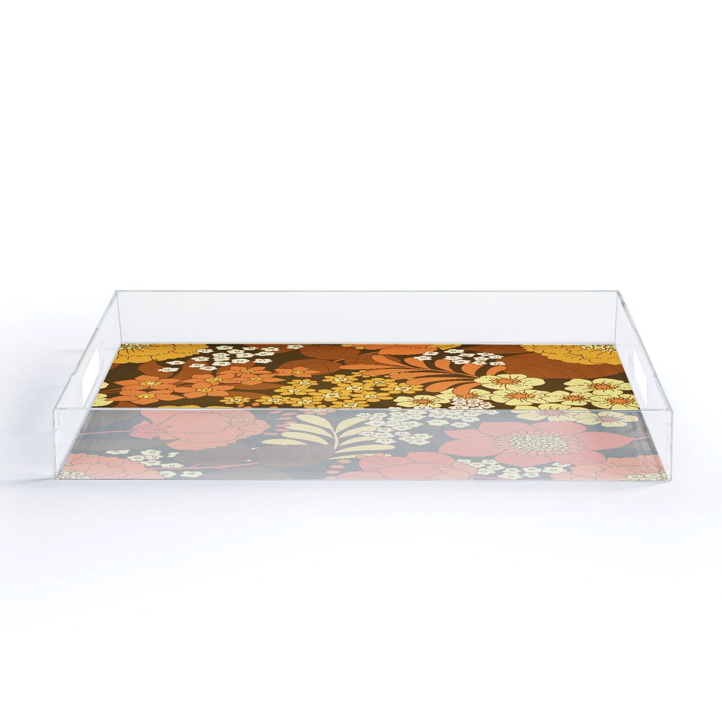 Eyestigmatic Design Brown Yellow Orange Ivory Retro Acrylic Tray