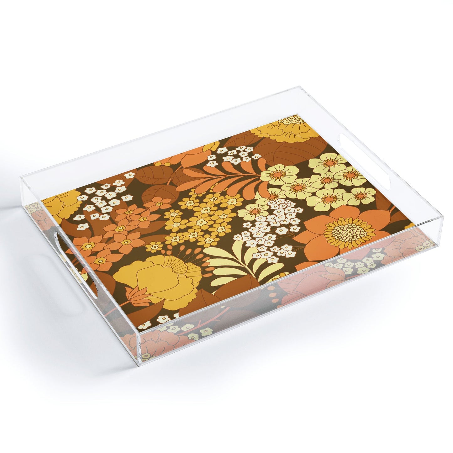 Eyestigmatic Design Brown Yellow Orange Ivory Retro Acrylic Tray