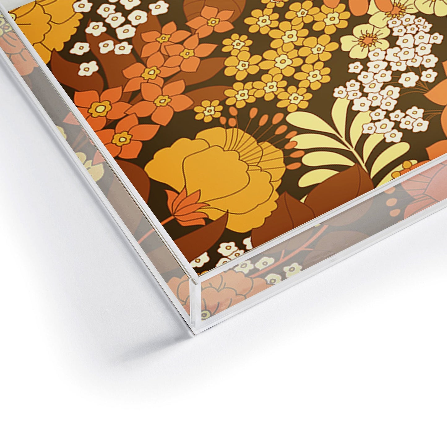 Eyestigmatic Design Brown Yellow Orange Ivory Retro Acrylic Tray