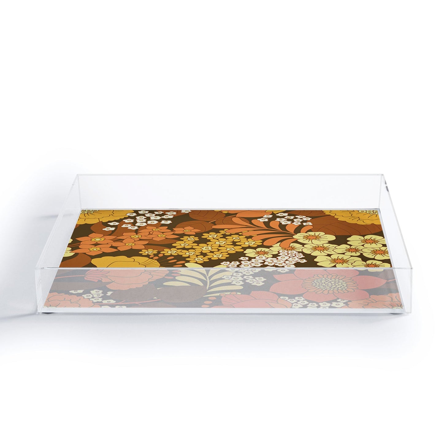 Eyestigmatic Design Brown Yellow Orange Ivory Retro Acrylic Tray