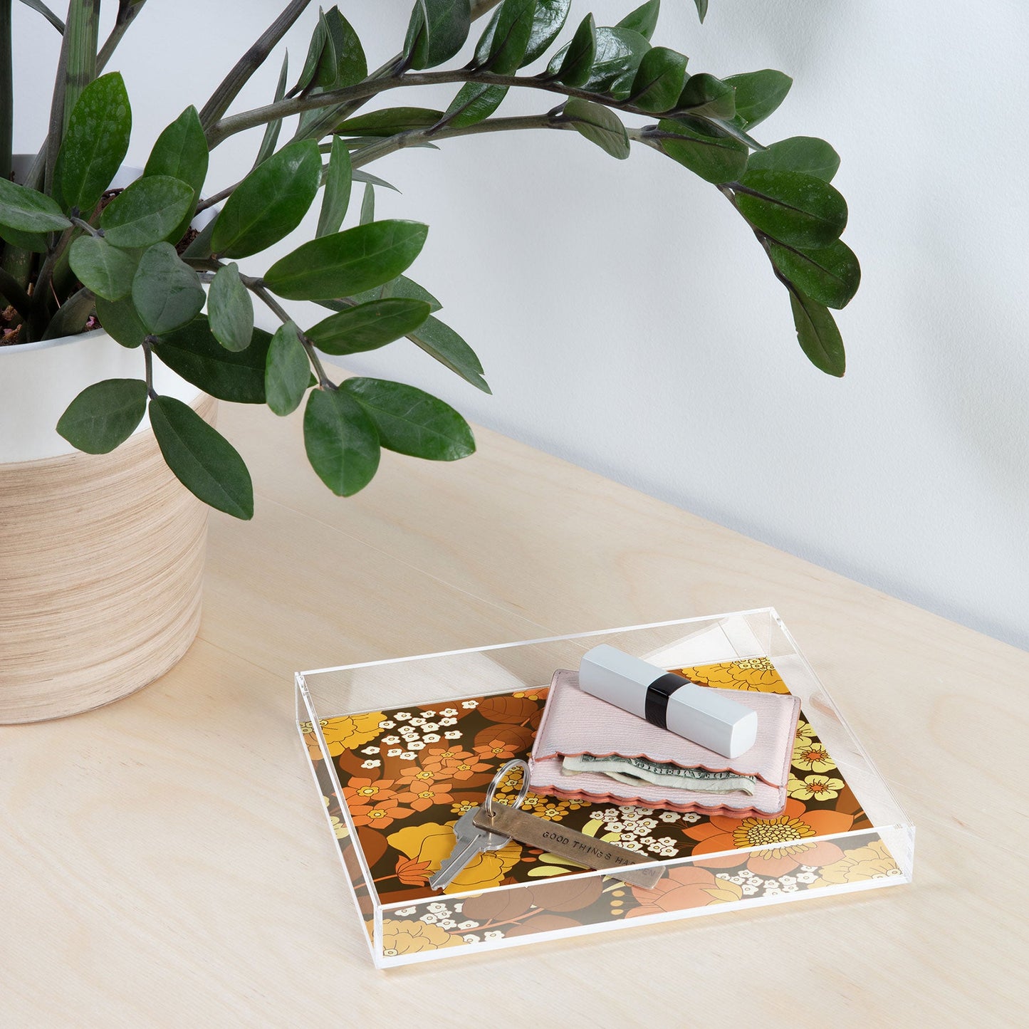 Eyestigmatic Design Brown Yellow Orange Ivory Retro Acrylic Tray