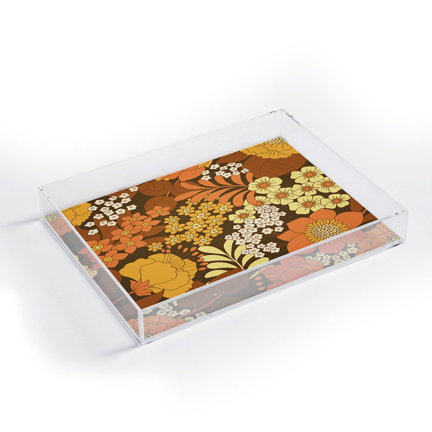 Eyestigmatic Design Brown Yellow Orange Ivory Retro Acrylic Tray