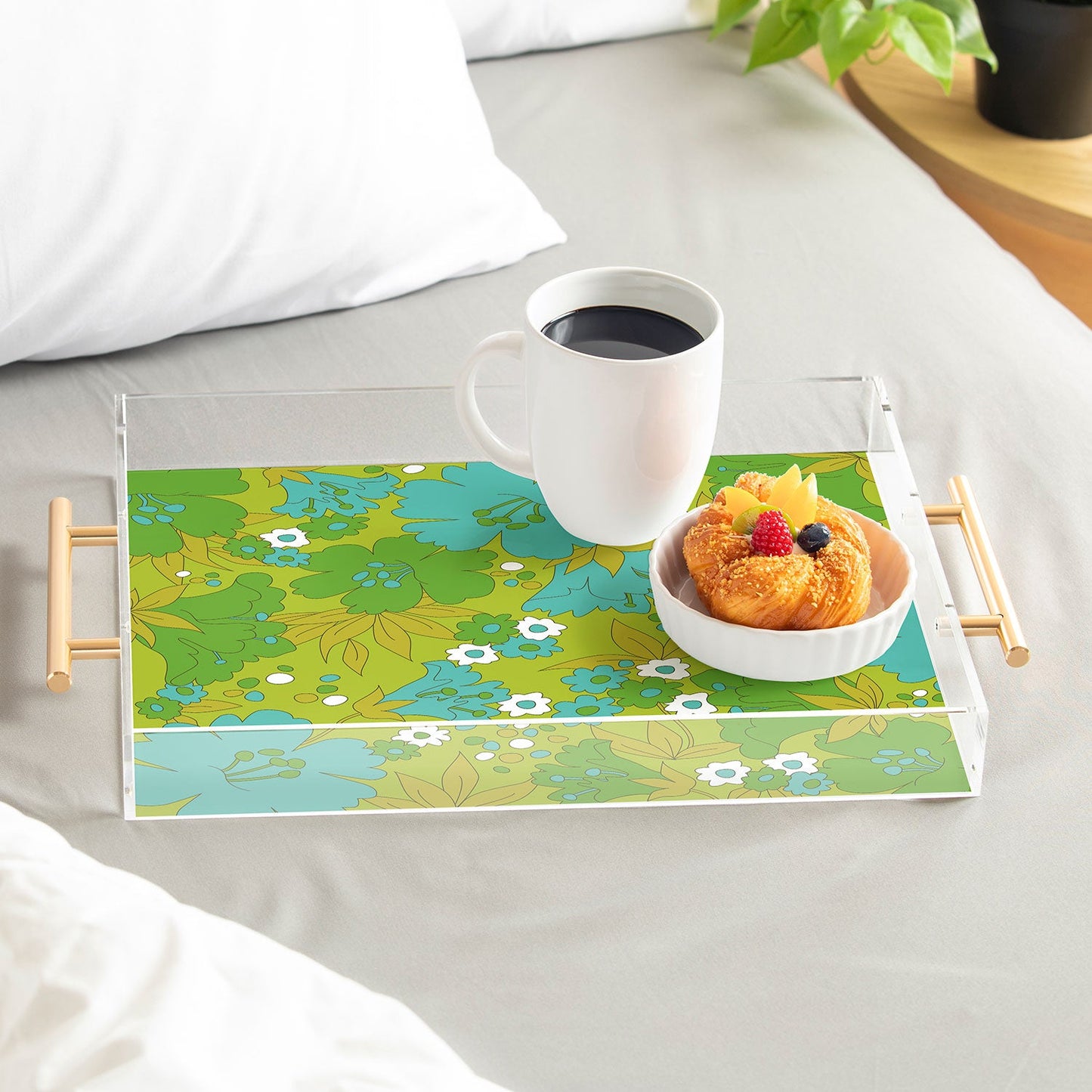 Eyestigmatic Design Green Turquoise and White Retro Acrylic Tray