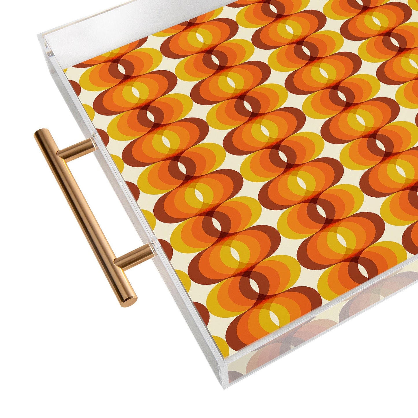 Eyestigmatic Design Orange Brown and Ivory Retro 1960s Acrylic Tray