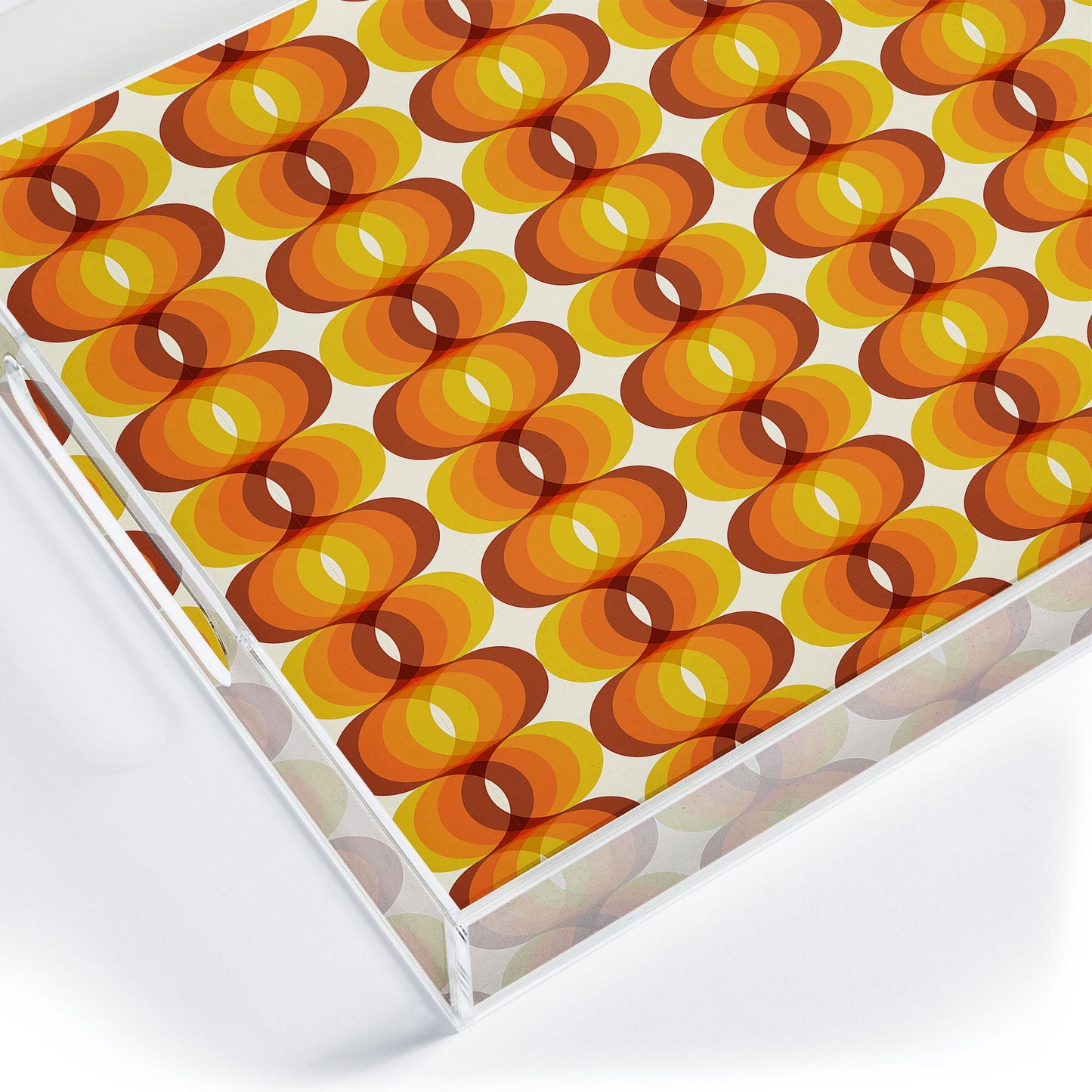 Eyestigmatic Design Orange Brown and Ivory Retro 1960s Acrylic Tray