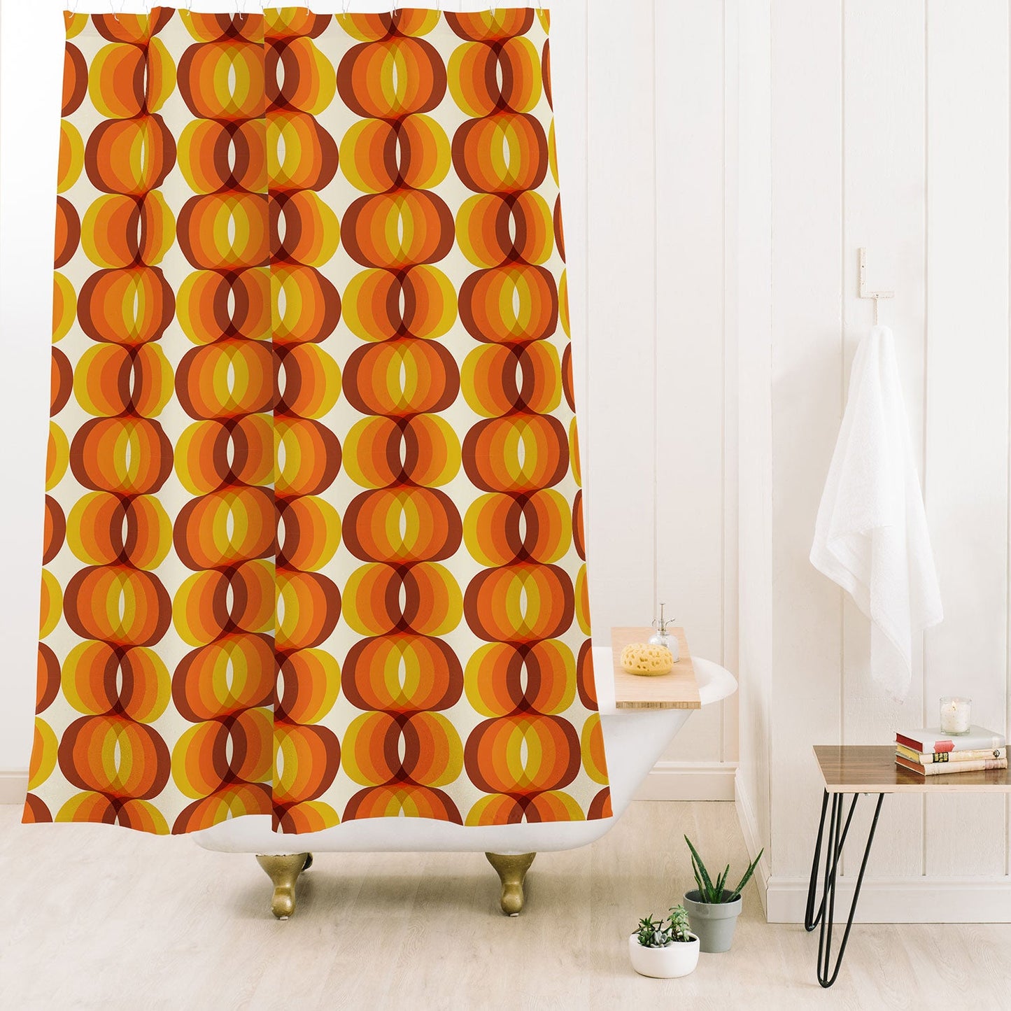Eyestigmatic Design Orange Brown and Ivory Retro 1960s Shower Curtain