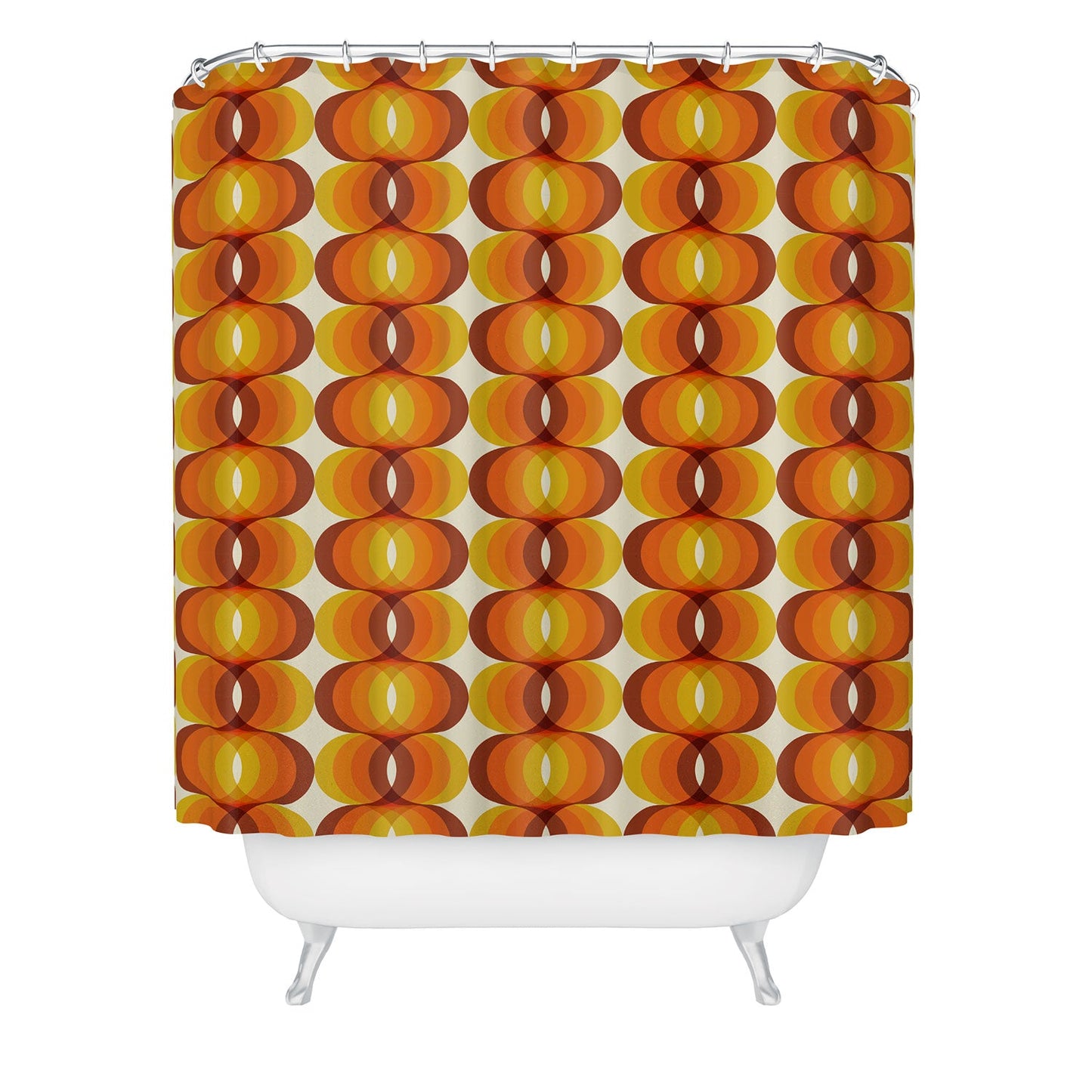 Eyestigmatic Design Orange Brown and Ivory Retro 1960s Shower Curtain