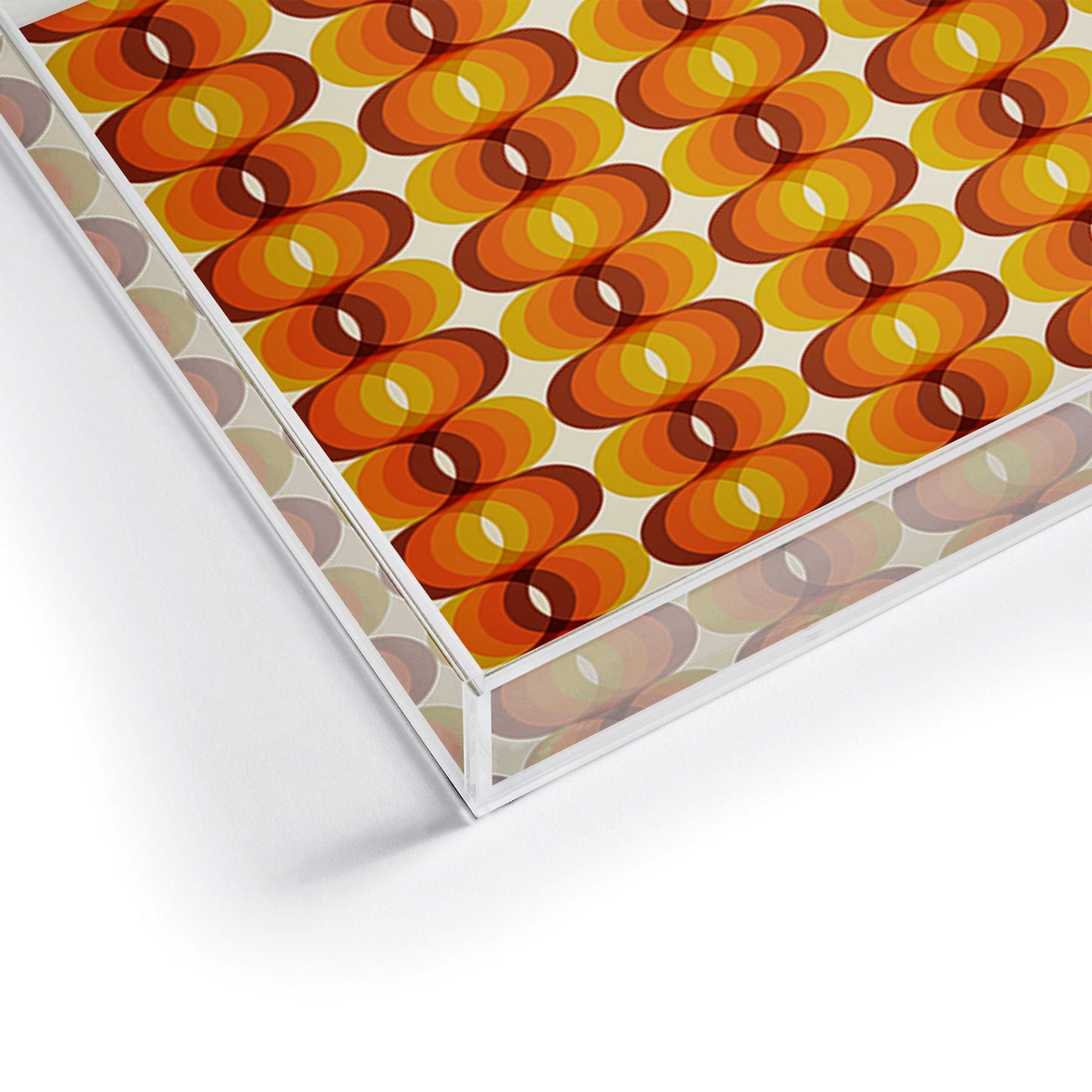 Eyestigmatic Design Orange Brown and Ivory Retro 1960s Acrylic Tray
