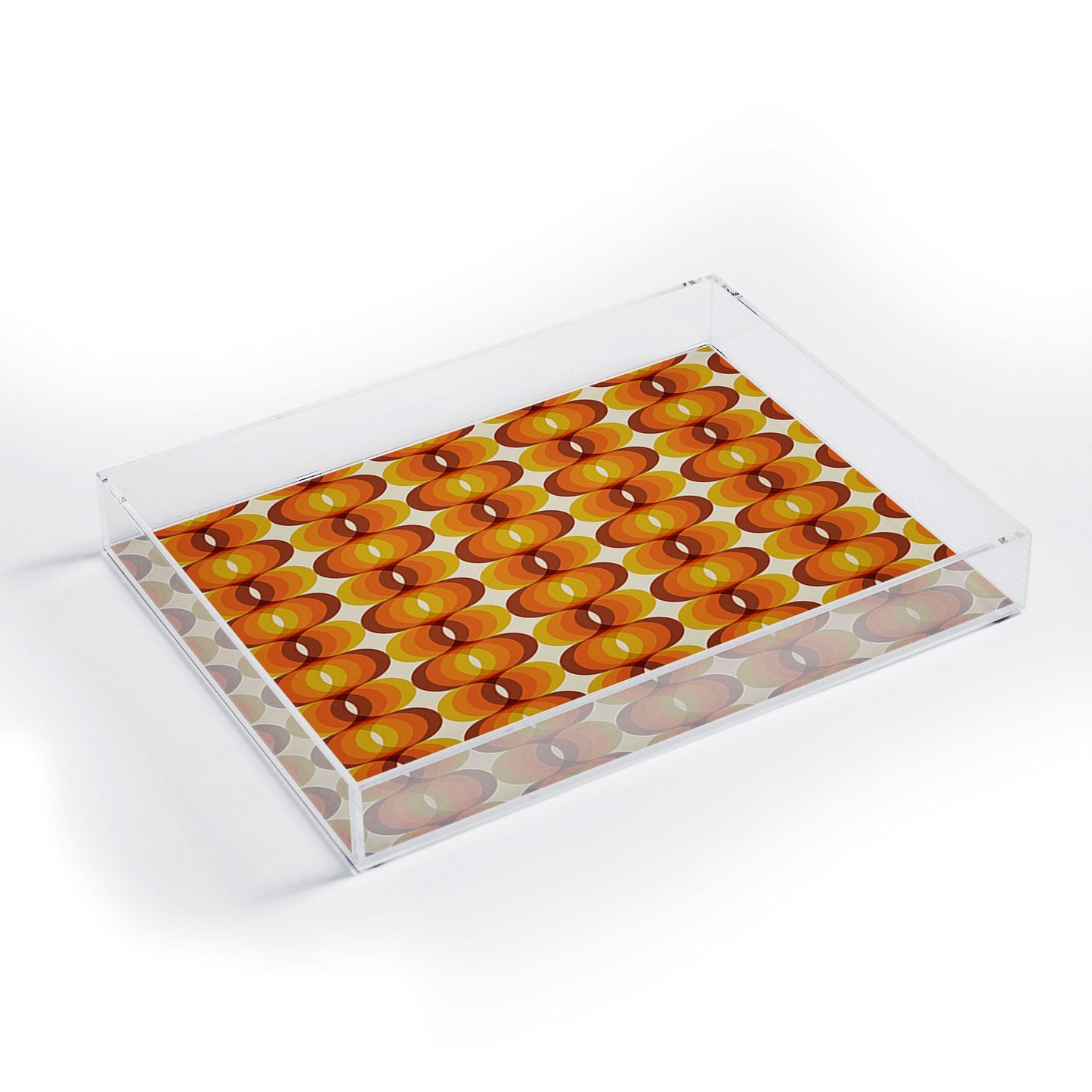 Eyestigmatic Design Orange Brown and Ivory Retro 1960s Acrylic Tray