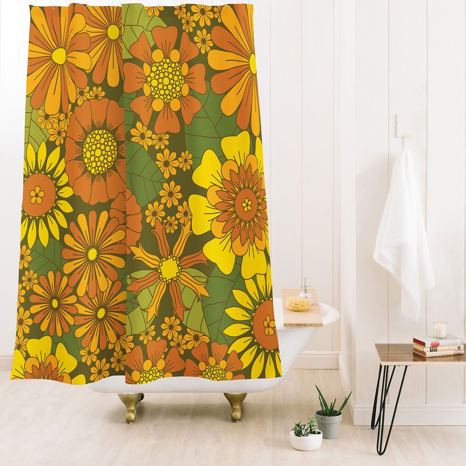 Eyestigmatic Design Orange Brown Yellow and Green Shower Curtain